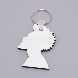 Sublimation Blanks Keychains, MDF Board Heat Transfer Keyring, for Heat Press, Man, Platinum, White, 8.8cm(KEYC-WH0020-09)