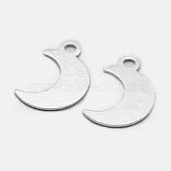 925 Sterling Silver Charms, Moon, Carved with S925, Silver, 11x7x0.5mm, Hole: 1mm (STER-I014-19S)