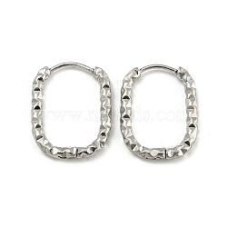 Non-Tarnish 304 Stainless Steel Hoop Earring, Rectangle, Stainless Steel Color, 22x16.5mm(STAS-A091-17A-P)