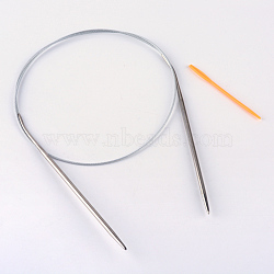 Steel Wire Stainless Steel Circular Knitting Needles and Random Color Plastic Tapestry Needles, More Size Available, Stainless Steel Color, 800x1.5mm, 2pcs/bag(TOOL-R042-800x1.5mm)