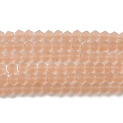 Imitate Austrian Crystal Frosted Glass Beads Strands, Grade AA, Faceted, Bicone, Dark Salmon, 4x4mm, Hole: 0.8~1mm, about 75~78pcs/strand, 28~29cm(EGLA-A039-T4mm-MD12)