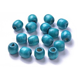 Dyed Natural Maple Wood Beads, Barrel, Lead Free, Dark Cyan, 16x16~17mm, Hole: 8mm, about 676pcs/1000g(WOOD-Q007-16mm-06-LF)