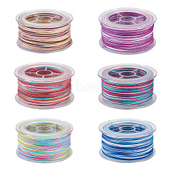 6 Rolls 6 Colors Segment Dyed Polyester Thread, Braided Cord, Mixed Color, 0.8mm, about 54.68 yards(50m)/roll, 1roll/color(OCOR-EL0001-01B)