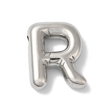 Non-Tarnish 304 Stainless Steel Pendants, Letter Charm, Letter R, 20x16x5mm, Hole: 2.5x2mm