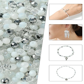 Mixed Styles Glass Beads, Faceted, Round, White, 4x4mm,Hole:0.70mmabout 500pcs/set