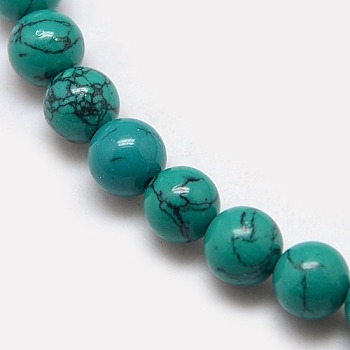 Synthetic Turquoise Beads Strands, Dyed, Round, Teal, 8mm, Hole: 1mm, about 48pcs/strand, 15.7 inch