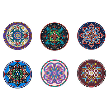 Beadthoven 6Pcs 6 Style Silicone Hot Pads Holders, for Cooking and Baking Mat, Round & Flower Pettern, Flower Pattern, 128x3mm, 1pc/style