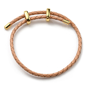 Leather Braided Cord Bracelets, Adjustable Bracelet, BurlyWood, Inner Diameter: 5/8~2-7/8 inch(1.5~7.3cm)