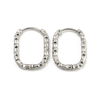 304 Stainless Steel Hoop Earring, Rectangle, Stainless Steel Color, 22x16.5mm
