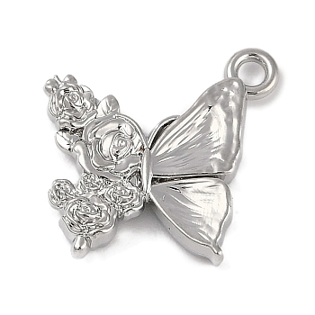 Alloy Pendants, Butterfly, Platinum, 17x17.5x3.5mm, Hole: 1.9mm