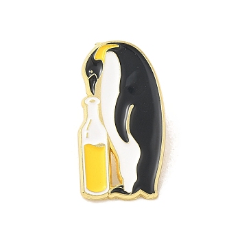 Animal Black Alloy Brooches, Enamel Pins, for Backpack Clothes, Penguin, 30.5x16x1.5mm