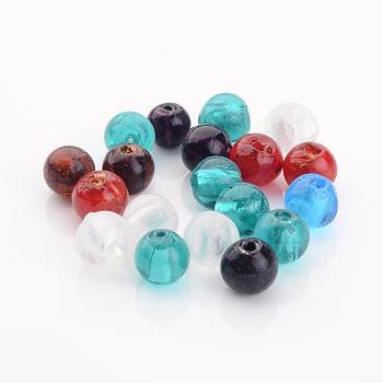 Handmade Silver Foil Glass Beads, Round, Mixed Color, 11.5~12.5mm, Hole: 2mm
