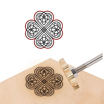 Stamping Embossing Soldering Brass with Stamp, for Cake/Wood, Clover Pattern, 40mm