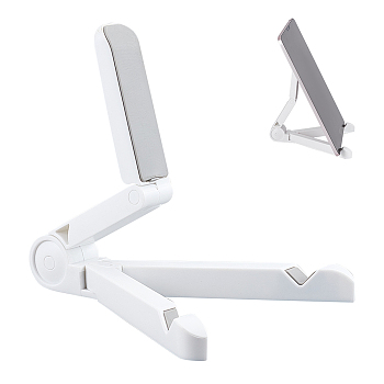 Triangle Shaped Plastic Mobile Phone Holders, Folding Cell Phone Stand Holder, Universal Portable Tablets Holder, White, Open: 17x15.5x15.5cm