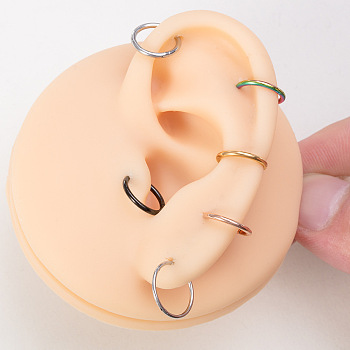 316L Surgical Stainless Steel Cartilage Earrings, Hoop Earrings, Hoop Nose Rings, Stainless Steel Color, 12mm, Pin: 0.8mm