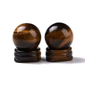 Natural Tiger Eye Display Decorations, Gemstone Sphere, Round, 30x39mm