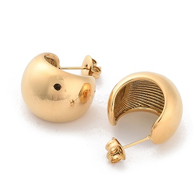 304 Stainless Steel Round Stud Earrings(EJEW-H115-01G)-2