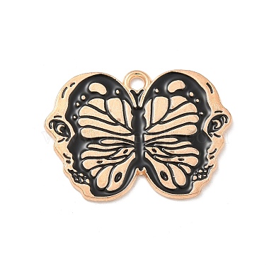 Light Gold Black Butterfly Alloy+Enamel Pendants