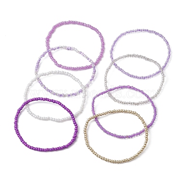 8Pcs 8 Color Glass Seed Beaded Stretch Bracelets Set for Women(BJEW-JB09661-03)-4