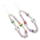 Tulip & Heart Natural Kunzite/Quartz Crystal & Glass Beaded Mobile Straps(HJEW-TA00041)-1