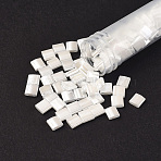 MIYUKI TILA Beads, Japanese Seed Beads, 2-Hole, (TL420) White Pearl Ceylon, 5x5x1.9mm, Hole: 0.8mm, about 118pcs/10g(X-SEED-J020-TL420)