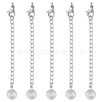 5Pcs 304 Stainless Steel Curb Chain Extender, End Chains with Lobster Claw Clasps and Sun Chain Tabs, Stainless Steel Color, 68mm(STAS-YW0003-57P)