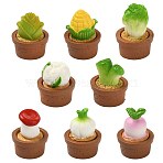 24Pcs 8 Styles Resin Potted Plant Display Decorations, Micro Landscape Dollhouse Accessories, Mixed Shapes, Mixed Color, 22~30x22~29.5mm, 3pcs/style (AJEW-CJ0001-80)