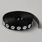 Halloween Polyester Ribbons, Costume Accessories, Skull, 3/8 inch(10mm), about 5.00 Yards(4.57m)/Roll(OCOR-WH0120-29A)