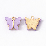 Alloy Acrylic Pendants, Butterfly, Light Gold, Plum, 14x16.5x3mm, Hole: 1.6mm(ENAM-R136-01B)