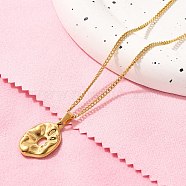 Summer Beach 304 Stainless Steel Pendant Rope Chain Necklaces for Women, Real 18K Gold Plated, Donut, 16.14 inch(41cm), Pendant: 21.5x15mm.(STAS-Z108-01G-05)