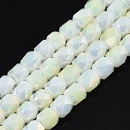 Electroplate Glass Beads Strands, Faceted, Column, Beige, 5.5x5mm, Hole: 1.2mm, about 99pcs/strand, 21.85 inch(55.5cm)(EGLA-N002-13-A12)