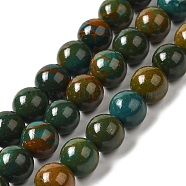 Natural Dyed Jade Beads Strands, Round, Olive, 10~10.5mm in diameter, Hole: 1mm, about 37pcs/strand, 14.76''~14.80''(37.5~37.6cm)(G-M402-C04-08)