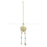 Brass Hanging Suncatchers, Glass Tassel for Window Garden Decorations, Flower, 332mm(HJEW-P018-A01)