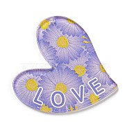 Valentine's Day Acrylic Pendants, Heart, Lilac, 42x41.5x2.5mm, Hole: 1.6mm(OACR-A026-02A)