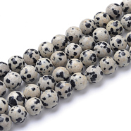 Natural Dalmatian Jasper Bead Strands, Round, 6mm, Hole: 1mm, about 65pcs/strand, 15.7 inch(X-G-R345-6mm-51)