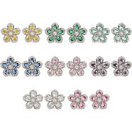 Cubic Zirconia Flower Stud Earrings, Rack Plating Brass Jewelry for Women, Platinum, Mixed Color, 19x19.5mm(EJEW-I304-16P)