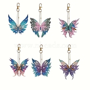 6 Style Butterfly Pendant Decoration DIY Diamond Painting Kit, Including Resin Rhinestones Bag, Diamond Sticky Pen, Tray Plate and Glue Clay, Mixed Color, Butterfly: 68~75x72~76mm(PW-WG10707-01)