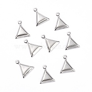 304 Stainless Steel Pendant Cabochon Settings, Triangle, Stainless Steel Color, Tray: 5x6mm, 9x11x1mm, Hole: 1.2mm(STAS-J032-30)