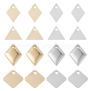 64Pcs 8 Style Brass Charms, Long-Lasting Plated, Rhombus & Triangle, Golden & Silver, 6.5~10.5x6~8.5x0.2~1.5mm, Hole: 1mm, 8pcs/style(KK-BC0009-54)