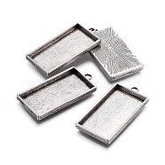 Alloy Pendant Cabochon Settings, Plain Edge Bezel Cups, Lead Free & Nickel Free & Cadmium Free, Rectangle, Thailand Sterling Silver Plated, Tray: 40x21mm, 48x24x4mm, Hole: 3.5mm(PALLOY-A13370-TAS-NR)