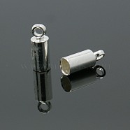 Brass Cord Ends, Nickel Free, Silver Color Plated, 9x3.5mm, Hole: 1.5mm, 3mm inner diameter(EC038-NFS)