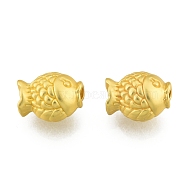 Alloy European Beads, Large Hole Beads, Matte Style, Fish, Matte Gold Color, 10x12x7.5mm, Hole: 2.5mm(FIND-G035-76MG)