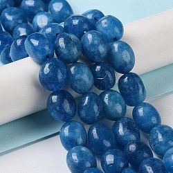 Natural Malaysia Jade Beads Strands, Faceted, Oval, Dyed and Heated, Dodger Blue, 10.5~13x8.5~10x7~10mm, Hole: 1.2mm, about 31~32pcs/strand, 14.57''~15.16''(37~38.5cm)(G-I283-H15-02)