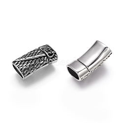 304 Stainless Steel Magnetic Clasps with Glue-in Ends, Rectangle, Antique Silver, 29.5x15.5x10mm, Hole: 6.5x12.5mm(STAS-E136-31)