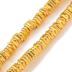 Electroplated Synthetic Non-magnetic Hematite Beads Strands, Triangle, Golden Plated, 3.5x4x1mm, Hole: 1mm, about 382pcs/strand, 16.54 inch(42cm)(G-C136-B01-03)