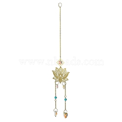 Brass Hanging Suncatchers, Glass Tassel for Window Garden Decorations, Flower, 332mm(HJEW-P018-A01)