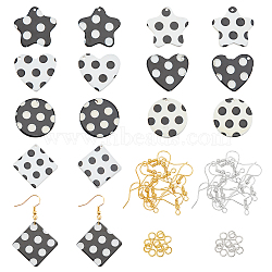 DIY Dangle Earring Making Kits, 16Pcs Heart & Geometry Cellulose Acetate(Resin) Pendants, Iron Jump Rings & Earring Hooks, Mixed Color, 27.5x2.5mm, Hole: 1.4mm, 2pcs/color(DIY-OC0006-94)