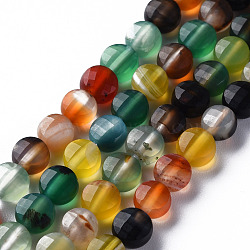 Natural Agate Beads Strands, Dyed & Heated, Faceted, Flat Round, Colorful, 6x4mm, Hole: 1mm, about 62pcs/strand, 14.76 inch(37.5cm)(G-N326-98G)