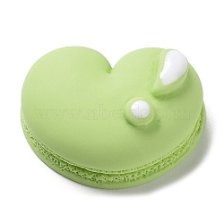 Opaque Resin Enamel Decoden Cabochons, Imitation Food, Heart Shaped Macaron, Light Green, 17x21.5x9.5mm(RESI-M032-02F)