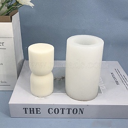 DIY Sand Glass Shaped Striped Pillar Candle Silicone Molds, 3D Cylindrical Tall Roman Pillar Molds, for Scented Candle Making, White, 6x10.5cm, Inner Diameter: 4.4cm(SIMO-P001-01B)
